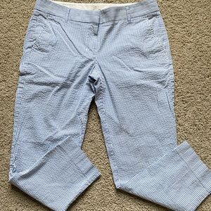 J Crew blue seersucker crop pants size 6